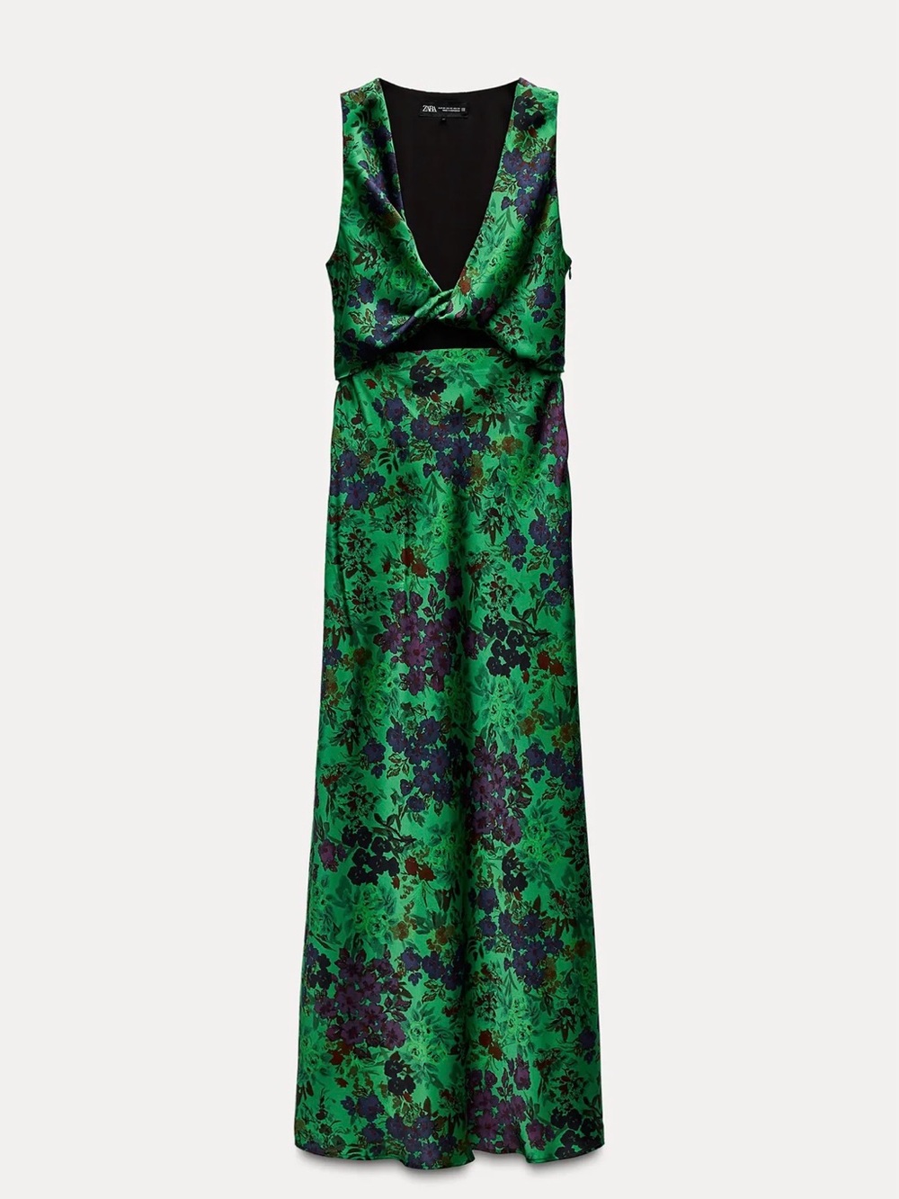 Zara floral print satin effect dress